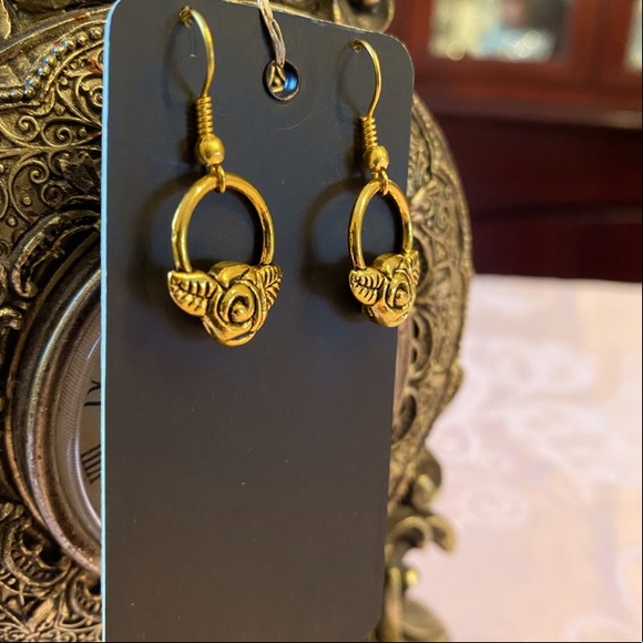 3 for 15. Handmade Gold Tone Rose Earrings - Picture 5 of 5